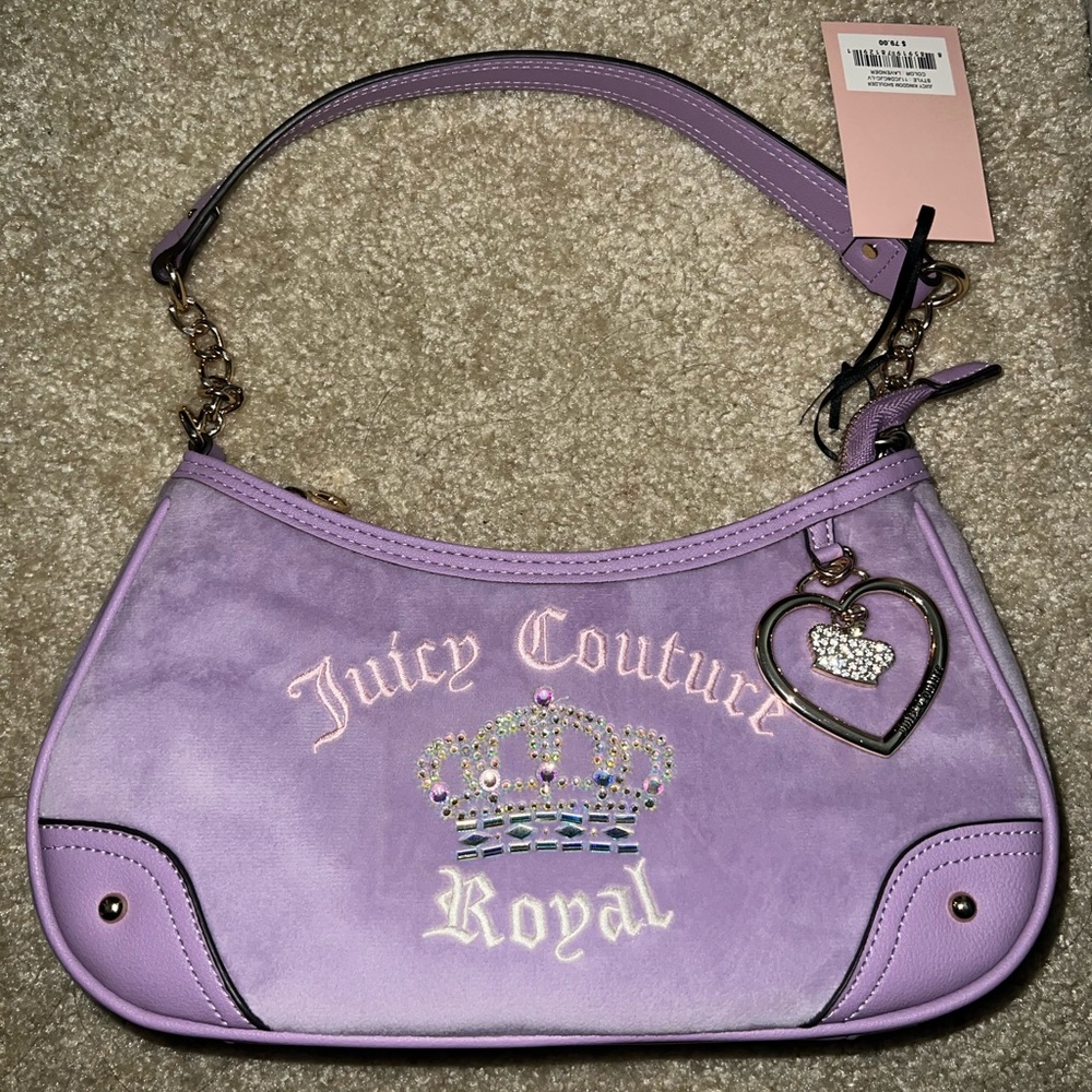Juicy Couture Lavender Shoulder Bag with Crown Detail
